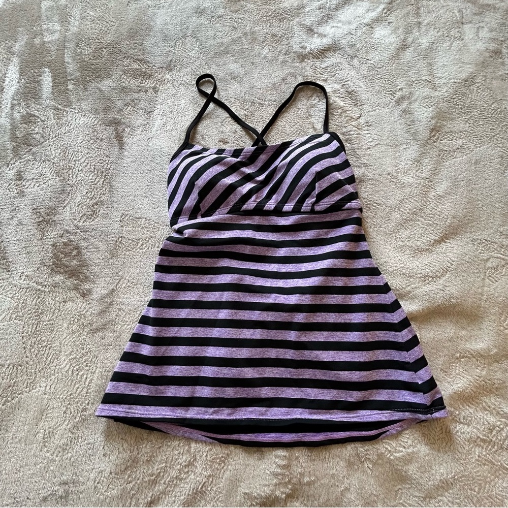 Nike purple and black stripe swimsuit tankini Size 6